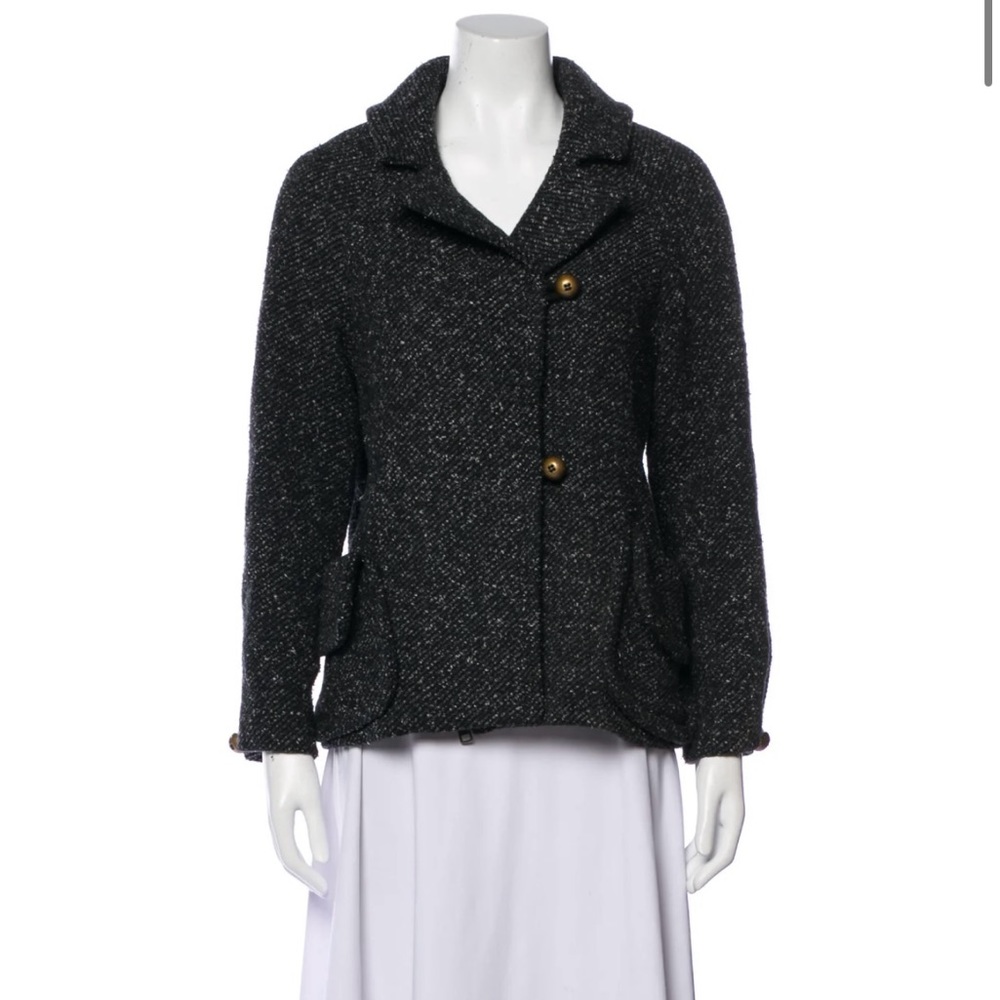 Smythe classic tweed button front timeless luxury mid weight wool blend jacket 2
